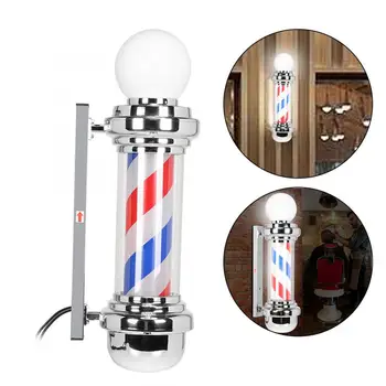 

New Barber Shop Pole Red White Blue Rotating Light Stripe Sign Hair Salon Lamp Hairdressing Hair Wall Hanging LED Downlights