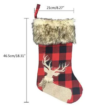 

4pcs/set Christmas Stocking Plush Snowflake Santa Snowman Elk Hanging Xmas Tree 67JB