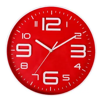 

Indoor Big 3D Number Quartz Silent Non Ticking Wall Clock Quiet Movement Decorative Battery Operated 10 Inch Red