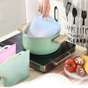 

1000ml Silicone Food Storage Bag Reusable Ziplock Fresh-keeping Box For Home Fruit Vegetable Supplies