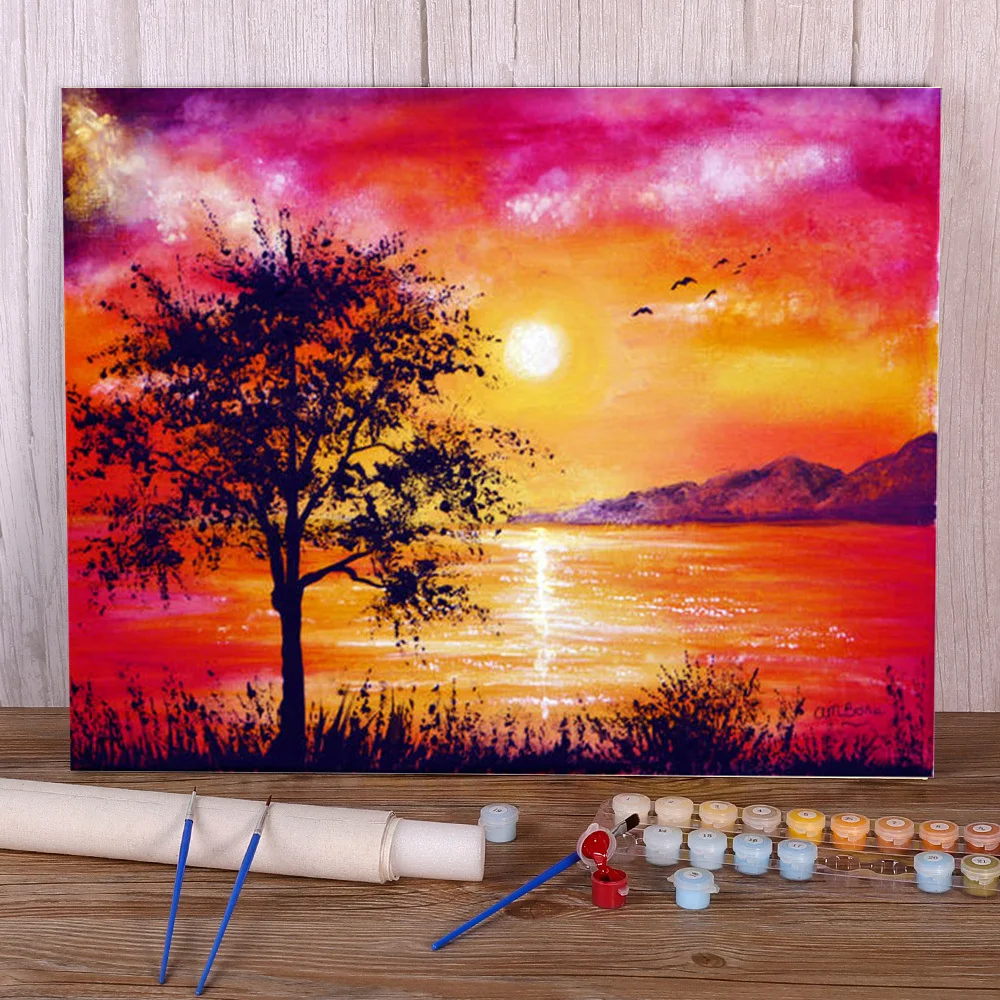 Scenery Sunset DIY Paint By Number Kit Digital Oil Painting Art Home Wall Decor 