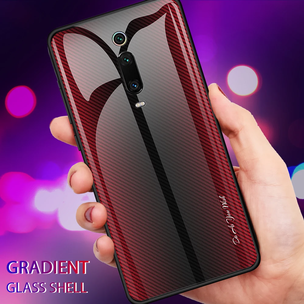 Текстурный градиентный чехол для Xiaomi mi 9 T Pro Red k20 pro телефона из закаленного стекла