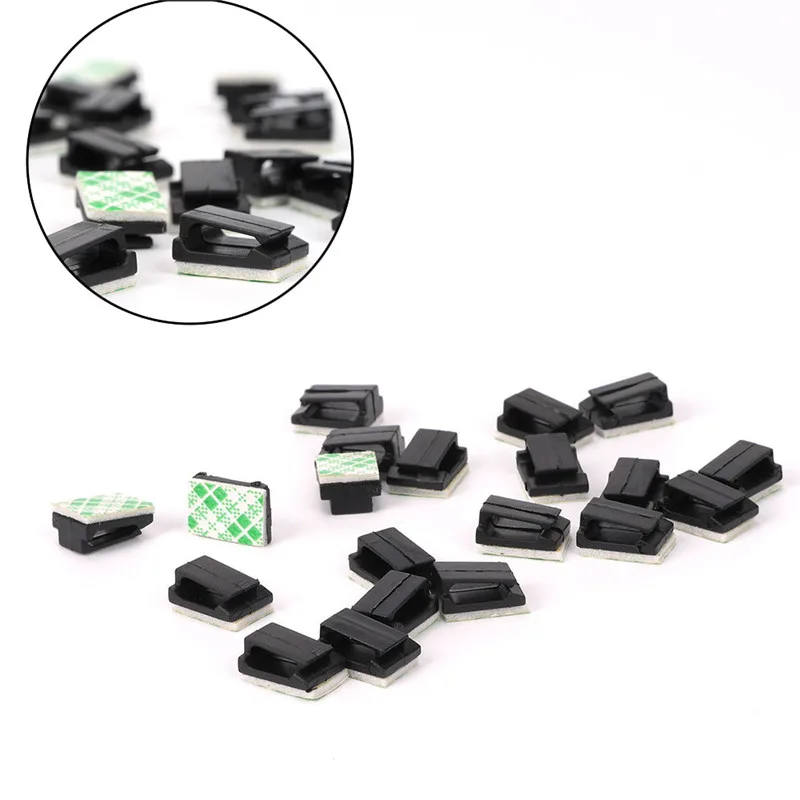 Car Fastener Clips Self Adhesive Cable Clip Auto Driving Recorder Wire Management Clamps GPS Data Line Organizer Cord Tie Holder Fixed Clips