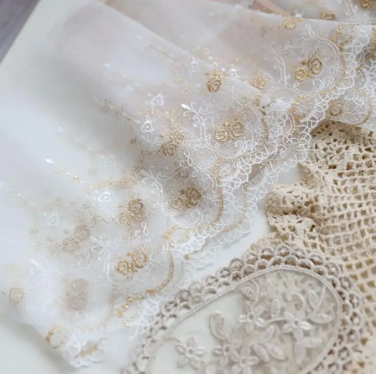 Кружевная лента золотого цвета для скрапбукинга 1 метр|lace ribbon|crochet lace ribbonlace trim |