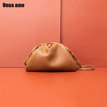 Unua amo Ретро облачная Сумка Женская Роскошная мягкая натуральная кожа пельменей сумка через плечо женские сумочки клатчи