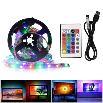 

DC 5V USB RGB LED Strip 1M 2M 3M Flexible Lights Lamp Tape SMD 2835 Desk Decor Screen TV Background Lighting With Remote Control