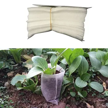 

100pcs Non-woven Nursery Bags Fabric Grow Bags Eco-Friendly Biodegradable Aeration Planting Pots