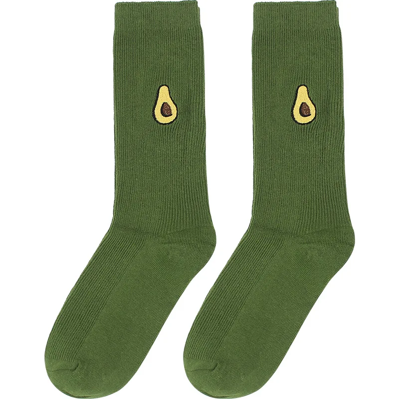 Милые кавайные носки для девочек с изображением авокадо, банана, вишни и фруктов; Meias; корейские забавные носки с вышивкой в стиле Харадзюку - Цвет: Green