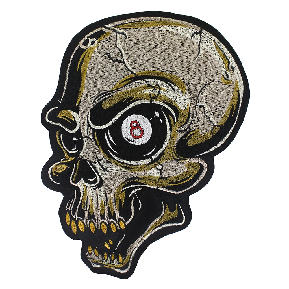 

Embroidery Skeleton Skull Patches for Jacket Backing Punk Motorcycle Biker Badge Iron on Sewing Accessories