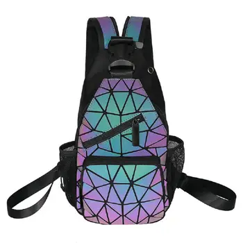 

Geometric Sling Bag Holographic Luminous Backpacks Reflective Bag Luminesk Irredescent Casual Chest Bag