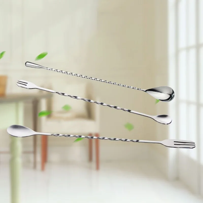 

1 pcs Stainless Steel Cocktail Stirrer Bar Stirring Spoon Bar Milk Tea Double Head Spoon Bar Supplies