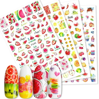 

Summer Fruit 3D Sticker Decals Watermelon Fruit Kiwi Banana Lemon Strawberry Designs Nail Stickers Wraps Slider Decoration