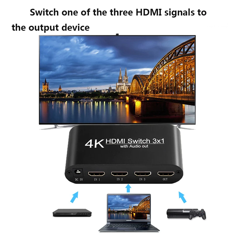 5 шт. HDMI аудио сплиттер три HDMI к HDMI+ SPDIF+ 3,5 мм аудио для DVD Blue-Ray DVD PS3 HD плеер с hdmi spdif кабелем