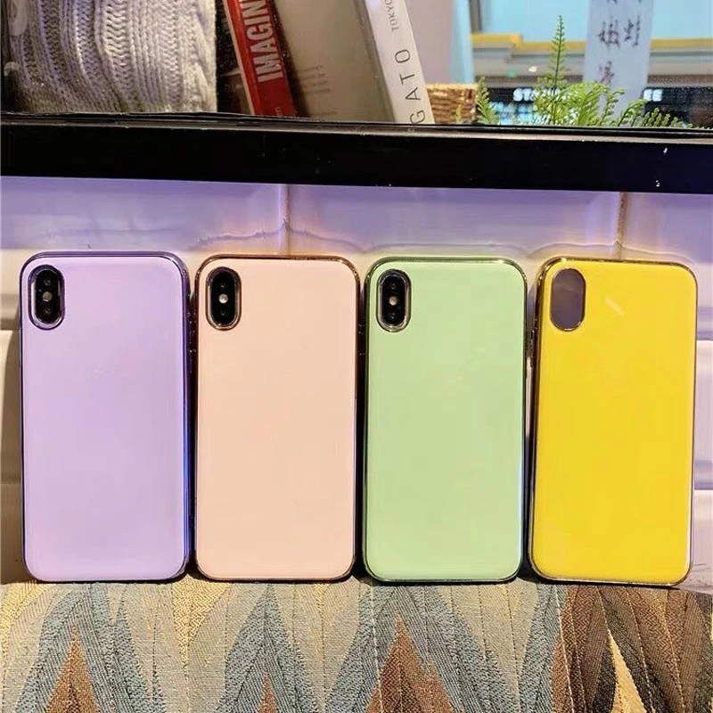 

Luxury Plating Frame Case for iPhone 6 7 8 Plus X XS XR XS Max Soft PET+TPU Shockproof Silicone Candy Color Back Cover Capa