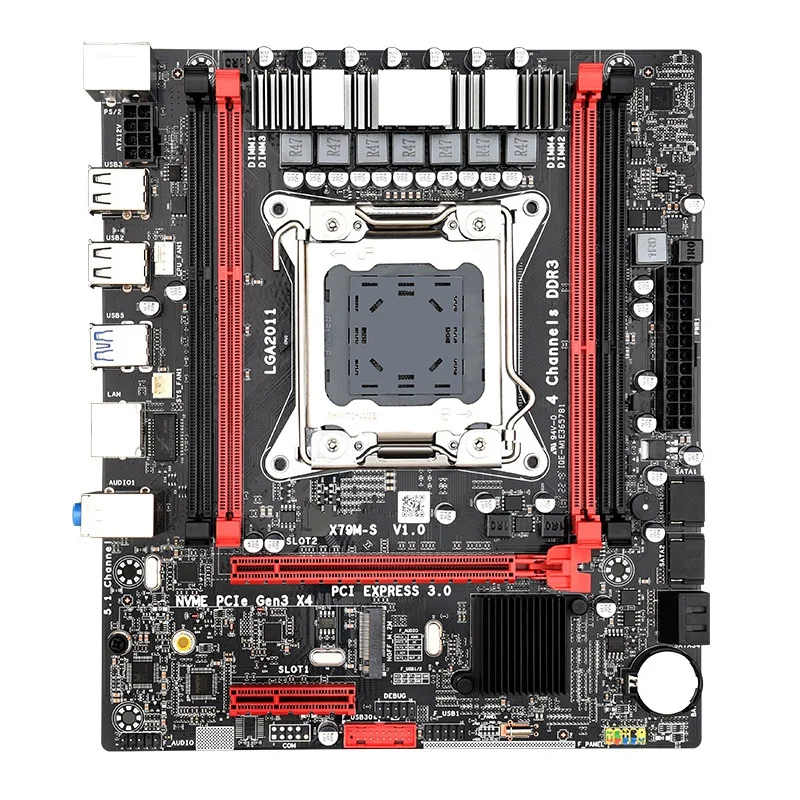 X79M-S LGA 2011-V2 двухканальная материнская плата DDR3 64G RAM M.2 NVME SATA III USB 3 0 для Xeon V2 E5 CPU |