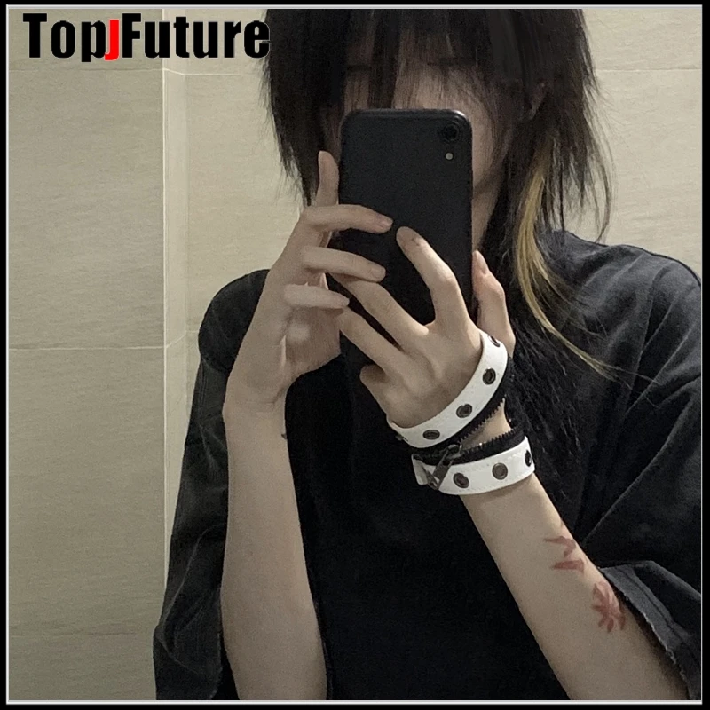 ロリータKT根付け Gothic Lolita Cosplay Harajuku women men zipper girl leather