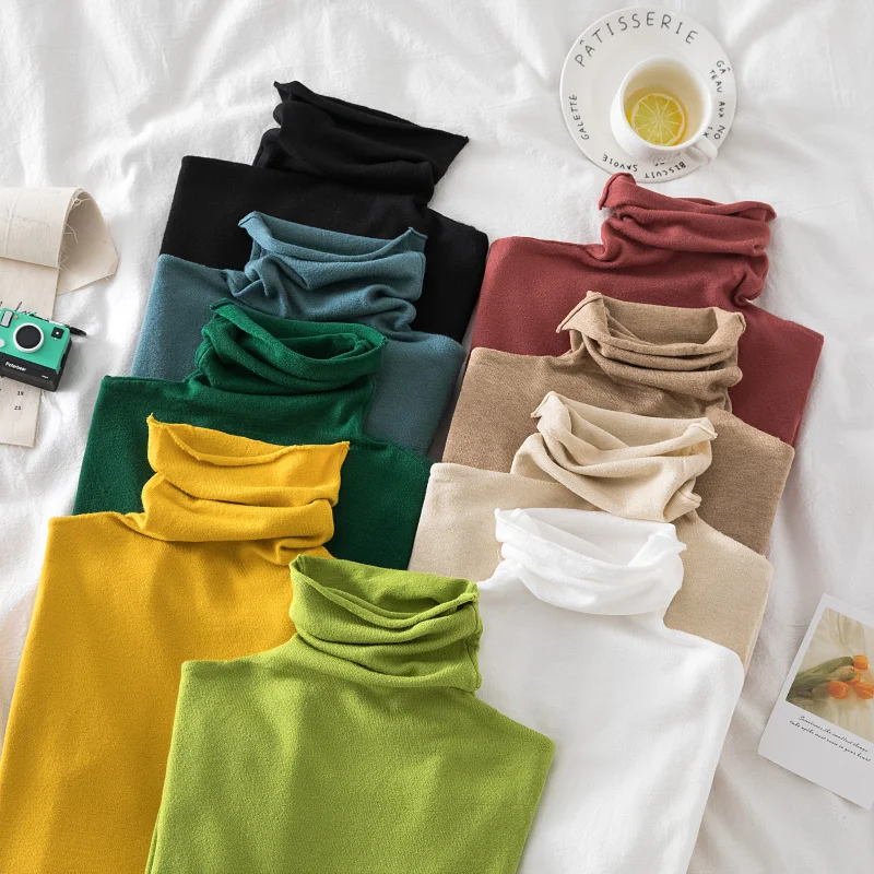 Jerséis de mujer de cuello alto 2020 Otoño e Invierno suéter de punto de jersey de manga larga Mujer suéteres Tops de Jersey para mujer