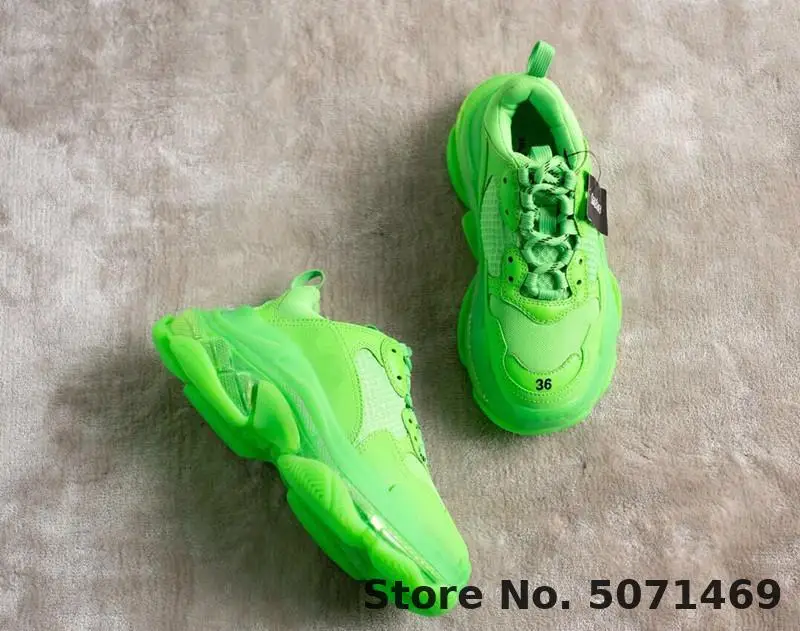 OLOMLB men women Luxury Design Green Platform Sneakers Mesh Leather Shoes Transparent Sole Tenis Feminino Chunky Sneakers