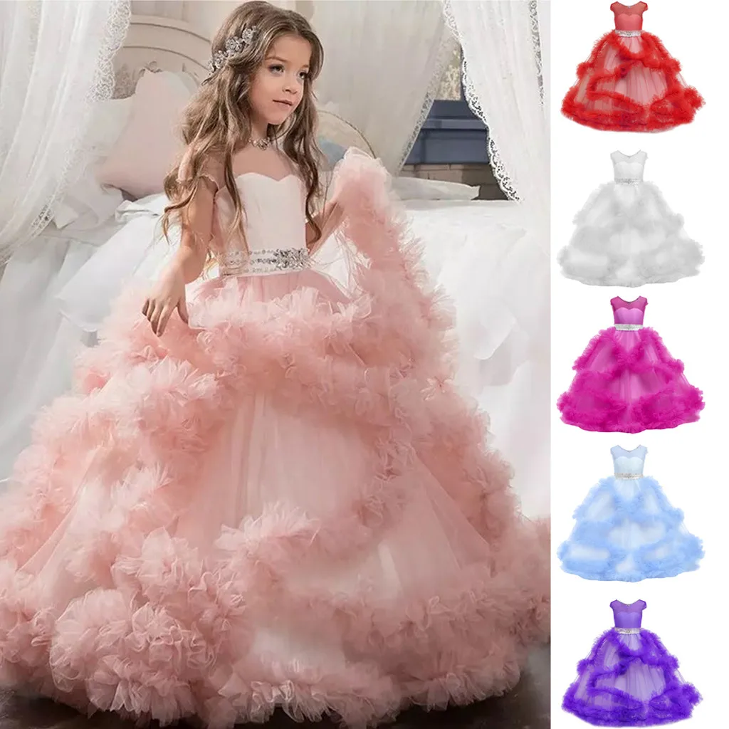 LENEFU Baby Girl Princess Bridesmaid Pageant Gown Birthday Party Wedding Dress Sleeveless Party Dresses Girl Clothes… 