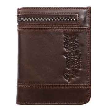 

LJL-PI UNCLE New Leather Men's Short Wallet Vertical Multi-Card Large Capacity Wallet Retro Trend