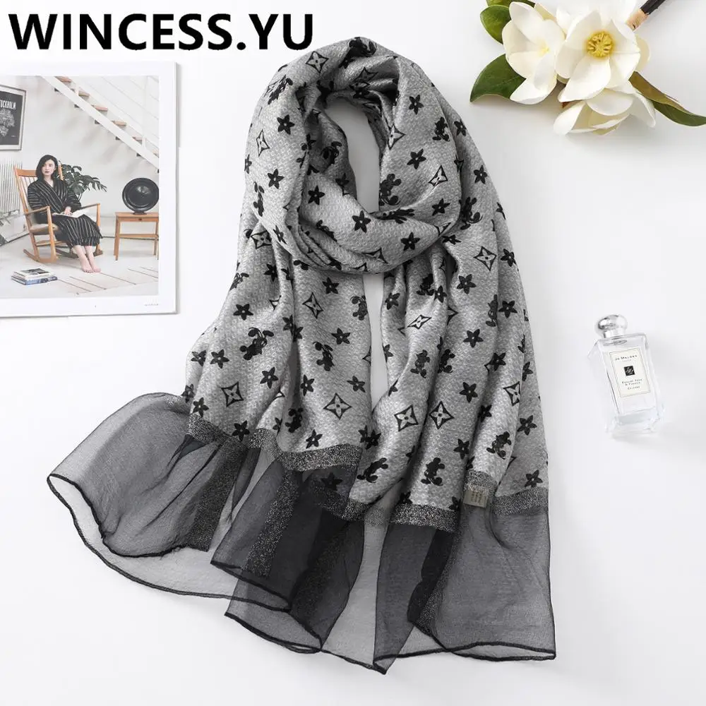 

2020 new arrival autumn and winter silk scarf women fashion shawls and scarves muslin hijab scarf and wraps