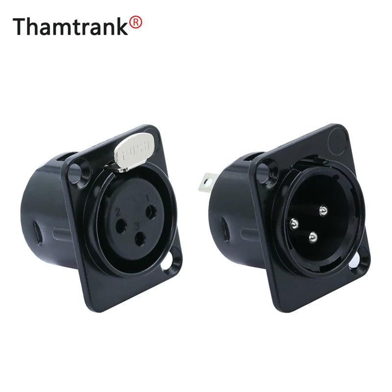 

2pcs XLR male plug + female socket connector,3pins,Panel mount, Zinc Alloy shell+Copper Contacts+PA6 plastic