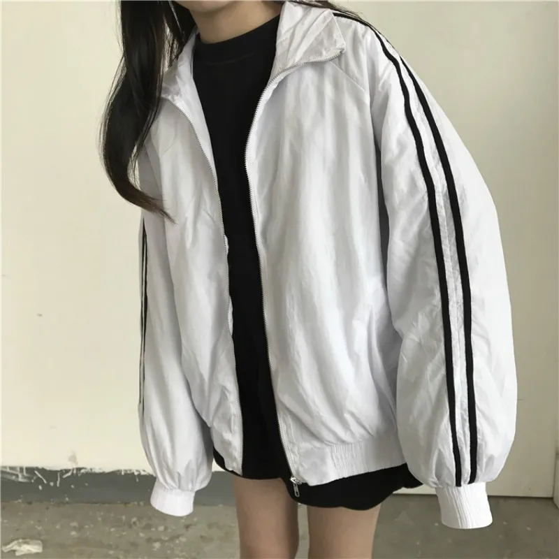 Promo  SVOKOR Casual Thin Sports Jacket Loose Zip Cardigan Women Korean Version Harajuku Short Paragraph J