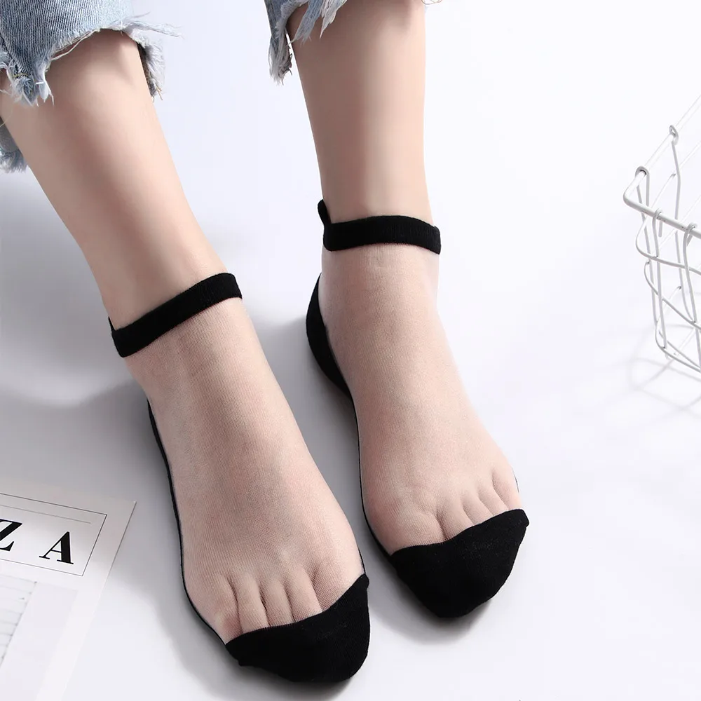

1 Pair Cute Ultrathin Transparent Beautiful Crystal Lace Elastic Short Ankle Socks Popular Sale calcetines de las mujeres