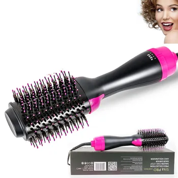 

Dropshipping Electric Heating Comb Massage Hair Straightener Curler Professional Salon One Step Dry/Wet Two Use Hair Brush