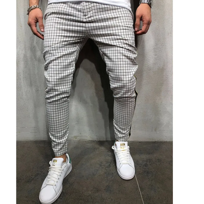 Для мужчин хлопок спортивные штаны в полоску с принтом Slim Fit Брюки спортивные штаны для бега мода, эластичная резинка на талии, пояс мужские брюки-карандаш - Цвет: Photo Color
