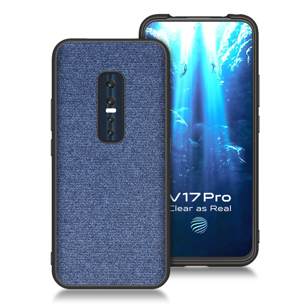 Роскошный тканевый чехол для телефона vivo V17 pro, тонкий мягкий ТПУ чехол для задней панели vivo v15 x27 pro Coque - Цвет: blue