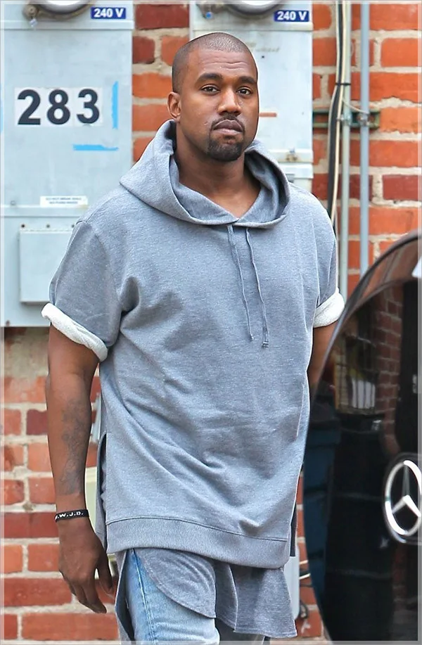Толстовка с капюшоном Kanye West серый пуловер коротким рукавом худи для тренировок и