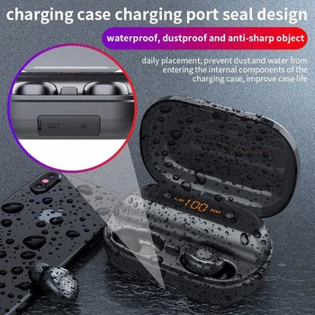 

ROCKSTICK V12 large power digital display wireless earphone touch control TWS binaural Bluetooth 5.0 headset strong battery life