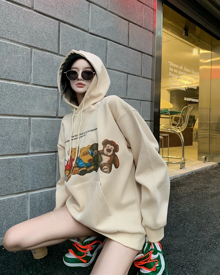 

Hoodies Kawaii Hooded sweater women autumn 2021 new trendy ins blouse oversize jacket korean fashion free shipping