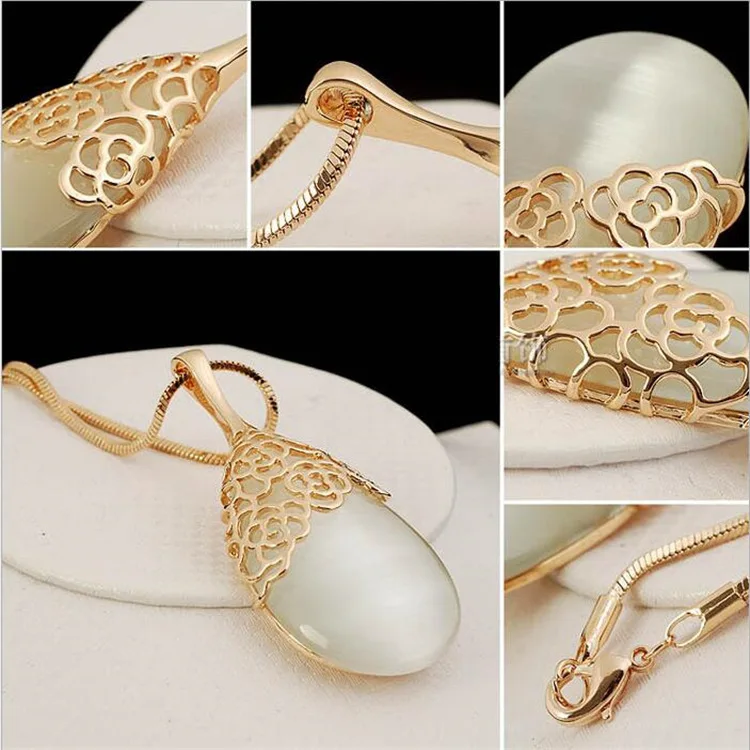 

Pendant Neck Fashion Chain Korean Version Cat's Eye Stone Sweater Chain Water Drop Necklace Women