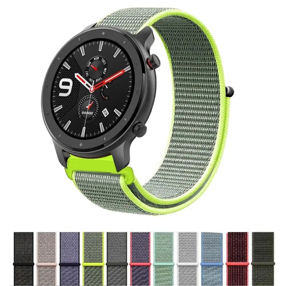 Спортивный нейлоновый ремешок для часов для Xiaomi Huami Amazfit Bip Lite Pace Stratos GTR 47 мм 42 мм Смарт-часы аксессуары браслет ремень для huawei Watch GT Active Honor Magic 20 мм 22 мм ремешок