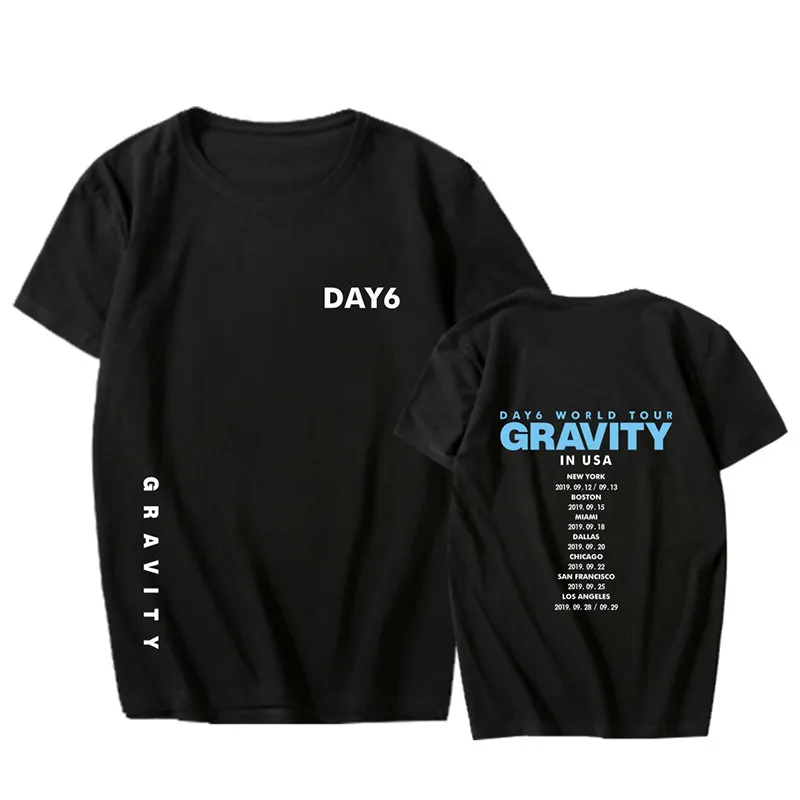 Летняя стильная футболка DAY6 World С гравитационным принтом круглым вырезом и