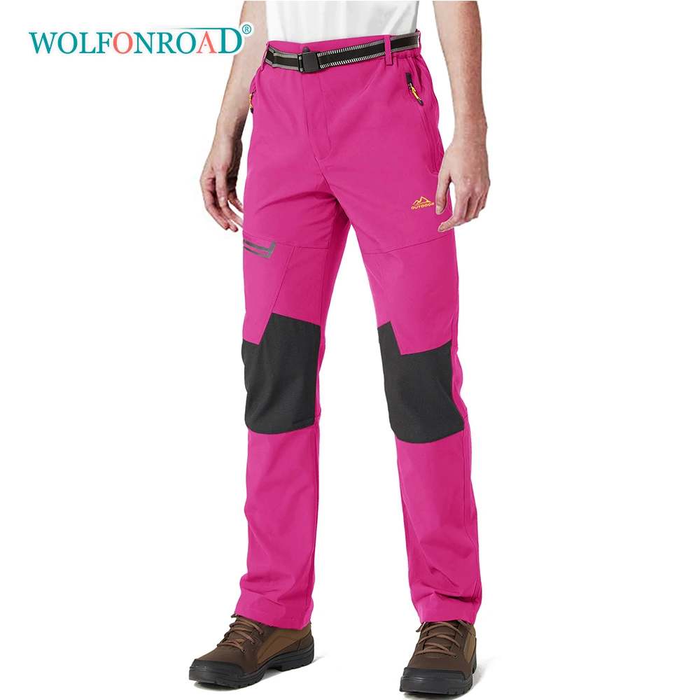 Wolfonroad With 4 Zipper Pocket Mountain Climbing Fleece Pants Womens Ski Snow Thermal Warm Rain