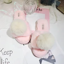 

Shoes Women 2020 Winter Warm Slippers House Ladies Flip Flops Fur Fluffy Sandalias Cotton Slippers Indoor Boots