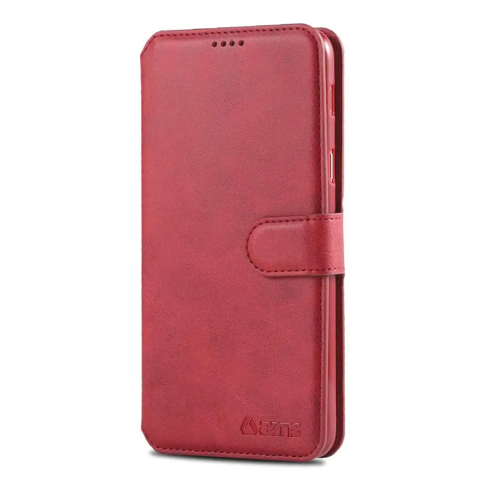 Кожаный флип-чехол для Xiao mi Red mi Note 7, 8, 6, 5 Pro, A2 Lite, чехол-кошелек для mi Red mi 6a 5 Plus, 6 Pro, держатель для карт, Global Coque - Цвет: Red xnw