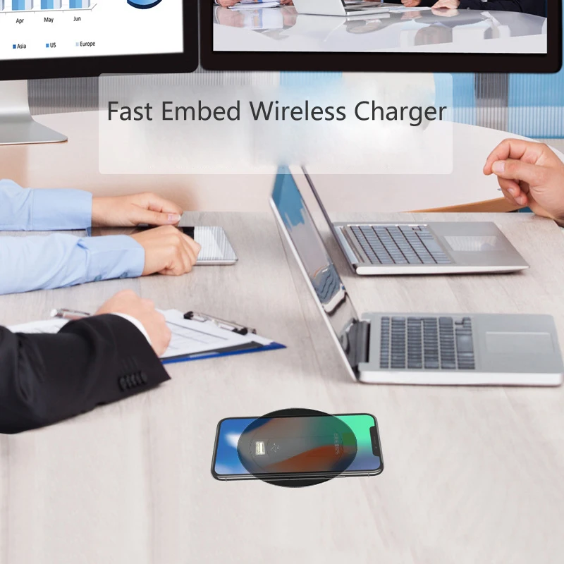  Embed Desktop Fast Wireless Charger Furniture Office Table Desk Mounted Quick Charging Embedded For