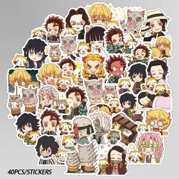 

40Pcs/Lot Anime Demon Slayer Kimetsu No Yaiba Sticker Waterproof PVC Skateboard Luggage Motorcycle Guitar Kids Toys Sticker
