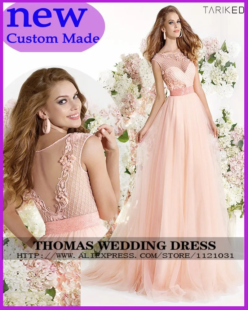 tarik ediz rosa azul feitos gossamer ver atravs vestidos de baile a-linha шифоновые платья для выпускного вечера