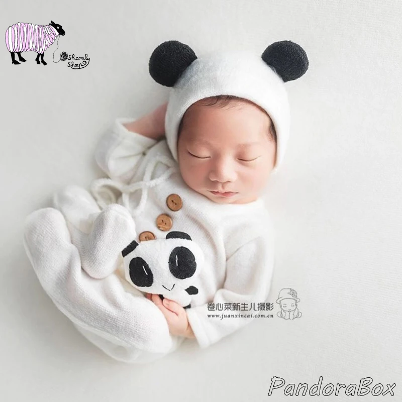 3Pcs/Set Newborn Baby Boy Girl Cartoon Hat+Rompers Photography Props Infant fotografia Accessories Baby Photo Shoot Outfits Prop
