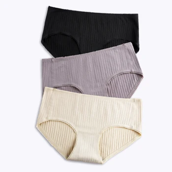 

Seamless Cotton Panties For Women Underwear Sexy Briefs Breathable Underpants Solid Mid-Waist Plus Size Intimates XXL #F