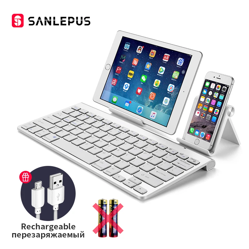 Online SANLEPUS Ultra Delgado teclado Bluetooth teclado inalámbrico para ordenador Mini para teléfono portátil Tablet iPad iPhone Samsung Android IOS