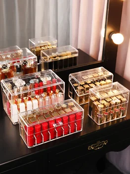 

Acrylic Lip Gloss Holder Lipstick Box Display Stand Sundry Storage Box Cosmetic Makeup Organizer Holder Desktop Finishing Shelf