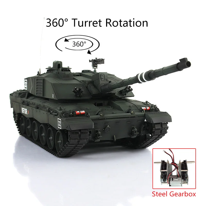 2 4G Heng Long 1/16 TK 6 0 S Challenger II RTR RC Tank 3908 360 револьверная стальная коробка передач TH12895 |