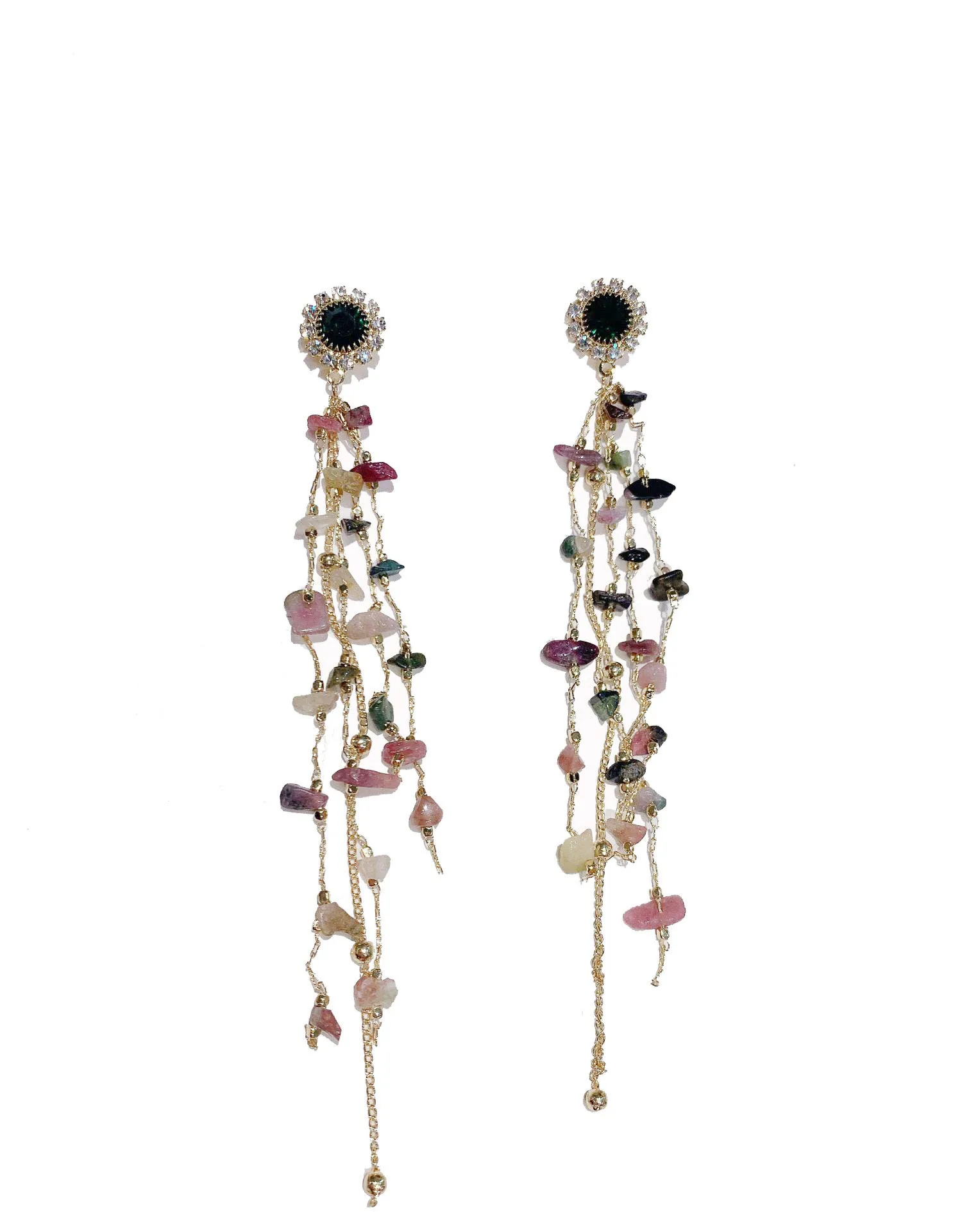 Классическое ожерелье с каплевидными кристаллами женские большие серьги-подвески цветы камни разного размера кисточки серьги богемные серьги