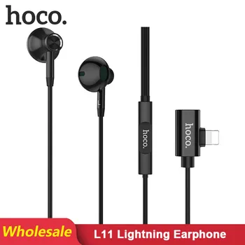 

HOCO L11 12 pcs/Lots Wholesale 2-in-1 Earphone for Lighting with Adapter for iPhone 11 Pro Max 8 7 Plus XS MAX XR Wired Earphone